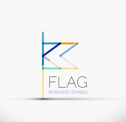 Logo flag, abstract linear geometric business icon