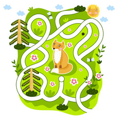 Maze vector, maze game. Cartoon Maze for Kids. Educational game for children, funny game. Vector Labyrinth. Childrens logic game. Help the hero to find a way out. 