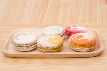 french sweet delicacy, macaroons variety closeup