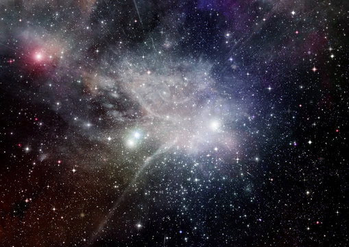 Stars, dust and gas nebula in a far galaxy © marusja2