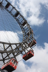 Famous and historic Ferris Wheel of Prater park, Vienna.
