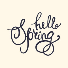 Hello spring lettering quote