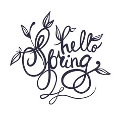 Hello spring lettering quote