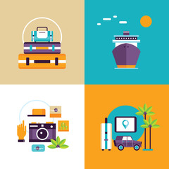 Travel and tourism banner set Summer holiday adventures Flat design