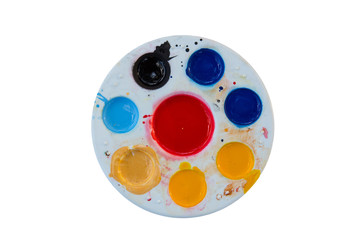 Naklejka premium art palette with paint color isolated on white background