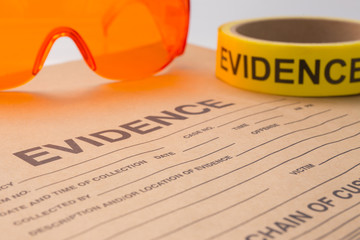 evidence bag and tool for forensic in crime scene