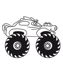 laughing cool monster truck comic eyes face cartoon cars