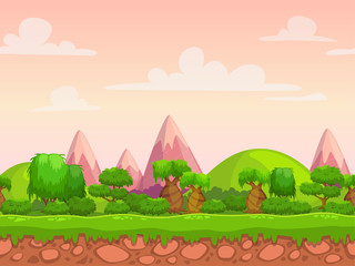 Cartoon seamless nature landscape