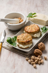 potatoes sandwich with soft cheese