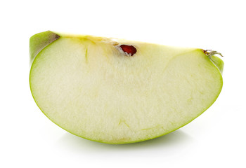 Slice of green apple on white background