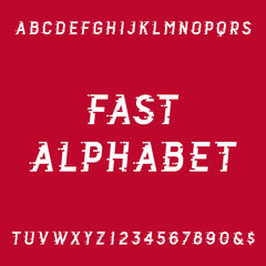 Fast alphabet vector font. Motion effect simple letters and numbers. Vector typography for logos, headlines, posters etc.