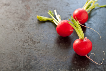 Radish on an old baking tray 