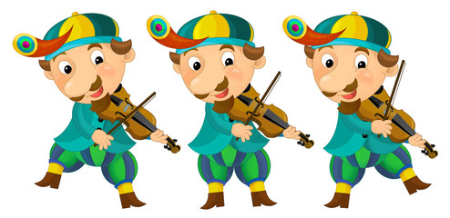 Cartoon medieval character - jester with violin - isolated - illustration for the children