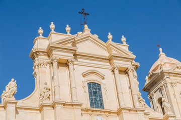 Fototapeta na wymiar Basilica Cattedrale di San Nicolò. Roman Catholic cathedral in Noto in Sicily, Italy. Built in the style of the Sicilian Baroque. 