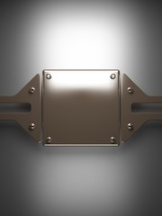 polished metal element on gray background