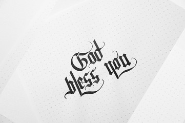 Text god bless you on the paper note texture