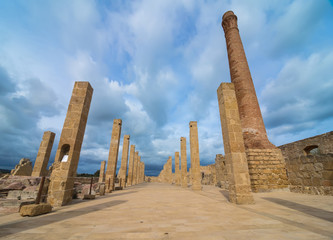 Fototapeta na wymiar Pillars of the old Tonnara at Vendicari Nature Reserve in Sicily