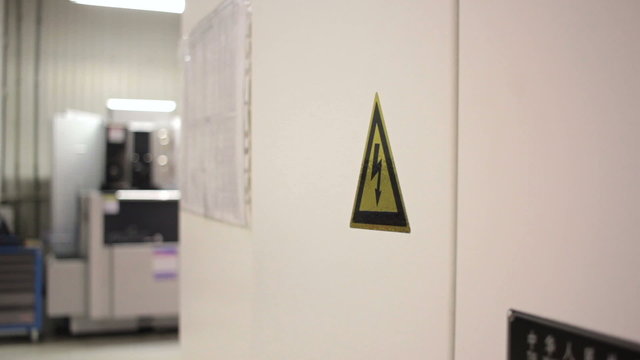 Electricity Hazard symbol on warning sign in Laboratory