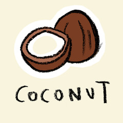 Coconut on pale background