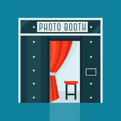 Vintage Photo Booth Machine with Red Curtain - 102808804