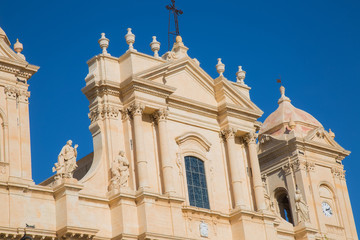 Fototapeta na wymiar Basilica Cattedrale di San Nicolò. Roman Catholic cathedral in Noto in Sicily, Italy. Built in the style of the Sicilian Baroque.