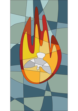 Flamme und Taube als Symbol f&uuml;r das Pfingstfest