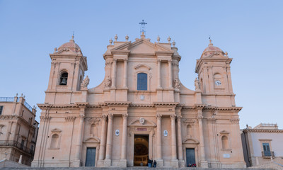 Fototapeta na wymiar Basilica Cattedrale di San Nicolò. Roman Catholic cathedral in Noto in Sicily, Italy. Built in the style of the Sicilian Baroque.