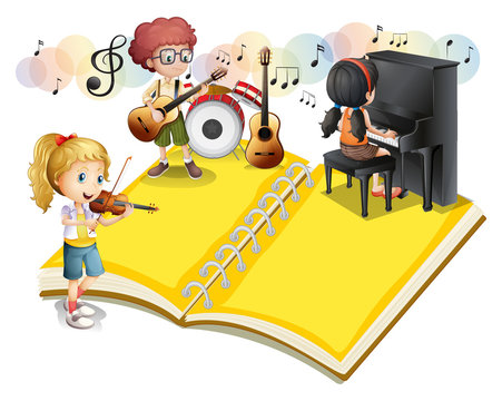 Children playing musical instrument
