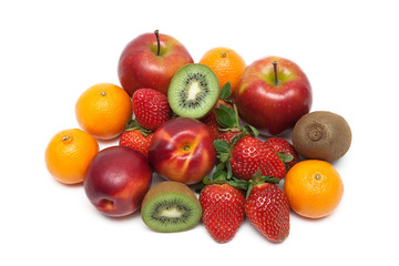 Fototapeta na wymiar ripe fruits and berries isolated on a white background