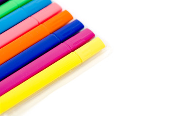 Fototapeta premium Group of bright color markers on white background
