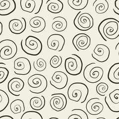 Retro style seamless pattern with spirals. Hand drawn abstract vector illustration