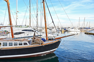 Fototapeta na wymiar Motor yacht in jetty