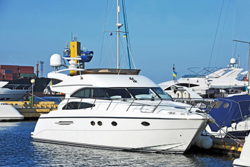 Fototapeta premium Motor yacht in jetty