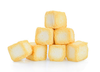 Tofu fish on white background