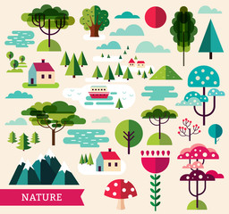 Vector illustration with natural landscape