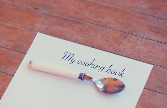 Paper with words Cooking book