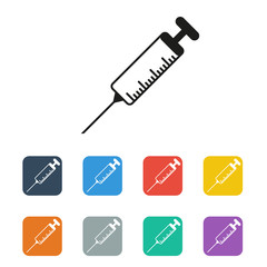 vector syringe icon set colored