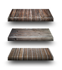 Wooden shelves isolated on whit