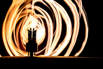vacuum tube on the abstract fiery background