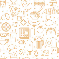 Seamless pattern with icons of food