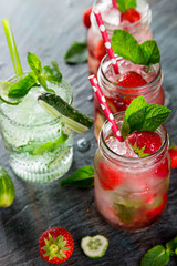 Glasses of fresh,home-made juice