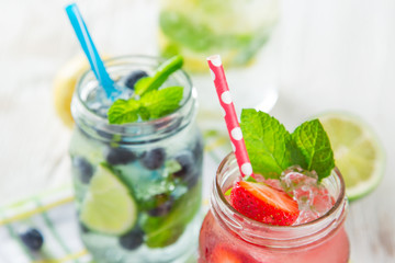 Glasses of fresh,home-made juice