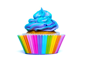 Multicolored rainbow cupcake
