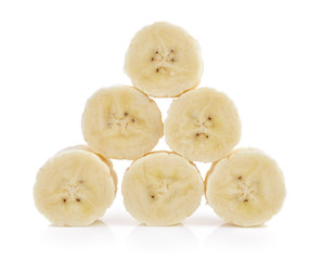 slice banana on white background
