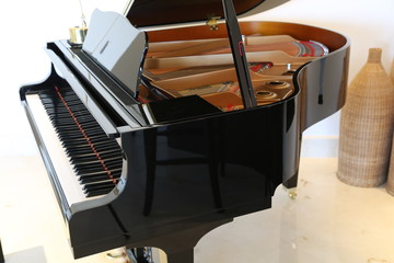 Brand new baby grand piano and keyboard. © Thomas Barrat