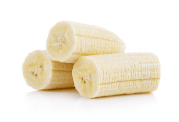 slice banana on white background