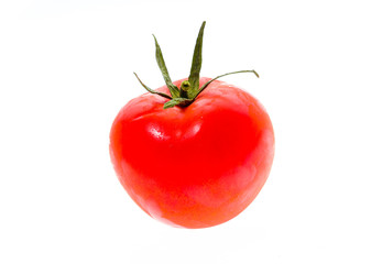 Organic Round big red ripe fresh tomato isolated on white backgr