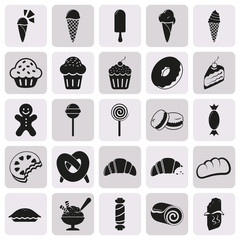 Set of black dessert icons