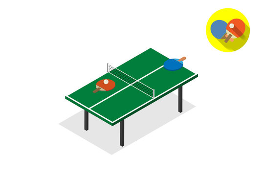 ping pong green table tennis vector illustration isometric with flat icon