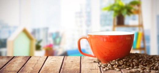 Composite image of wooden table